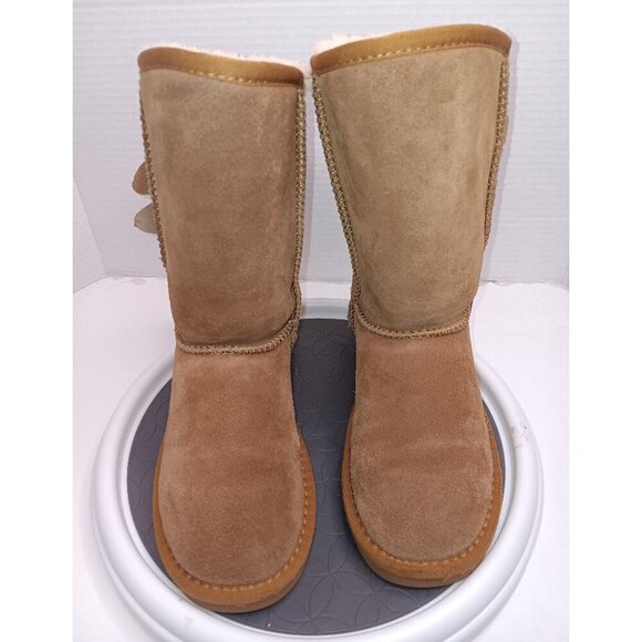 Girls Warm Tan Winter Boots With Buckle Detail & Faux Fur Lining By Rugged Bear - Picture 1 of 8